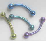 Grade 23 Pure Titanium Curved Barbell Bar with Balls 14G 14 gauge