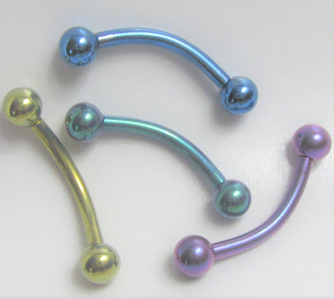 Grade 23 Pure Titanium Curved Barbell Bar with Balls 14G 14 gauge - I Love My Piercings!