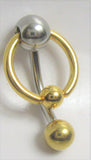 Black Gold Titanium Hoop Dangle VCH Vertical Clitoral Hood Bar Ring Post 14G