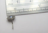 Sterling Silver Blue Beaded Ornate Nose Bent L Shape Stud Pin Post 20 gauge 20g