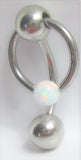 White Opal Stone Hoop Dangle Barbell Bar VCH Jewelry Clit Clitoral Hood Ring 14 gauge - I Love My Piercings!