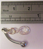 Surgical Steel VCH Hood Oval Clear Gem Crystal Jewelry Curved Barbell 14 gauge - I Love My Piercings!