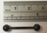 Black Titanium Straight Barbell Post Nipple Ring Balls 14 gauge 14g 16 mm
