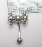 Silver Rolling Big Balls VCH Vertical Clitoral Clit Hood Bar Post Ring 14g