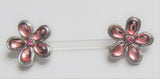 Flexible Metal Sensitive Pink Gem Flower Nipple No Metal Bar Bioplast Post 14g