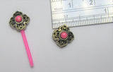 Flexible Metal Sensitive Pink Opal Star Flower Nipple No Metal Bar Bioplast 14g