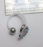 Flexible Metal Sensitive Aqua Gem Heart No Metal Bar Ring Bioplast Horseshoe 14g