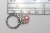 Horizontal Hood Clit Clitoral HCH Pink Pearl Ball Accents Dangle Hoop Ring 16G