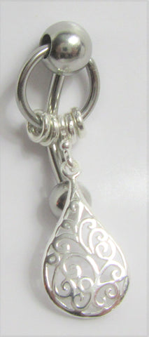 Silver Filigree Accents Dangle VCH Vertical Clitoral Clit Hood Bar Post Ring 14g