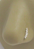 Sterling Silver 5 Curved Clear Gem L Shape Post Pin Stud Nose Ring 20 gauge 20g