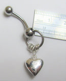 Puffed Heart Clear Crystal Gem Dangle VCH Vertical Clitoral Clit Hood Bar Post Ring 14g