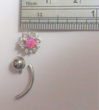 Surgical Steel Pink Opal Flower Gem Crystal VCH Vertical Clitoral Clit Hood 14G - I Love My Piercings!