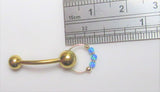 14k Gold Plated Blue Opal Hoop Dangle VCH Vertical Clitoral Clit Hood Post 14g