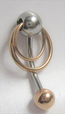 14k Rose Gold Double Hoop VCH Vertical Clitoral Clit Hood Bar Post Ring 14 gauge