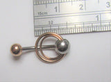 14k Rose Gold Double Hoop VCH Vertical Clitoral Clit Hood Bar Post Ring 14 gauge