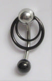Black Titanium Double Hoop VCH Vertical Clitoral Clit Hood Bar Post Ring 14 gauge