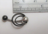 Black Titanium Double Hoop VCH Vertical Clitoral Clit Hood Bar Post Ring 14 gauge