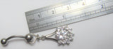 Flower Drop Crystal Dangle Barbell VCH Vertical Clit Clitoral Hood Ring 14 gauge
