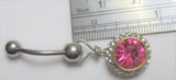 Pink Round Crystal Dangle Barbell VCH Vertical Clit Clitoral Hood Ring 14 gauge - I Love My Piercings!