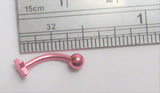 Neon Pink Star Vertical VCH Clitoral Clit Hood Piercing Ring Curved Post 16G