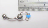 Pearled Blue Accents Dangle VCH Vertical Clitoral Clit Hood Bar Post Ring 14g