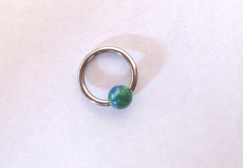 Daith Jewelry for Migraines Surgical Steel Blue Green Lapis Bead Hoop 20 18 16 gauge - I Love My Piercings!