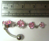 Surgical Steel VCH Hood Pink Gem Crystal Waterfall Clit Piercing 14 gauge 14g