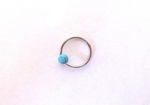 Turquoise Stone Surgical Steel Hoop Choose gauge / diameter - I Love My Piercings!