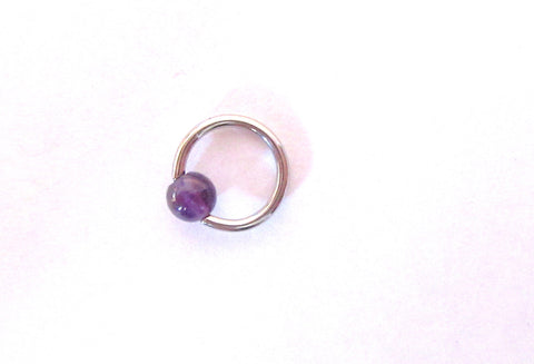 Surgical Steel Amethyst Stone Hoop Choose gauge / diameter - I Love My Piercings!