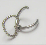 Sterling Silver Seamless Beaded Heart Belly Hoop Ring Jewelry 16 gauge 16G
