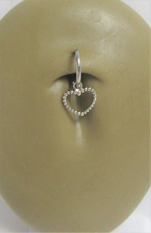 Sterling Silver Seamless Beaded Heart Belly Hoop Ring Jewelry 16 gauge 16G