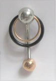 Black Rose Gold Titanium Double Hoop VCH Vertical Clitoral Clit Hood Bar Post Ring 14 gauge
