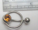 Amber Pressure Gem Ball Crystal Hoop Dangle VCH Clitoral Clit Hood Ring 14G