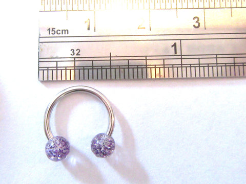 Purple Glitter Balls Horseshoe 16g 6mm, 8mm, 10mm - I Love My Piercings!