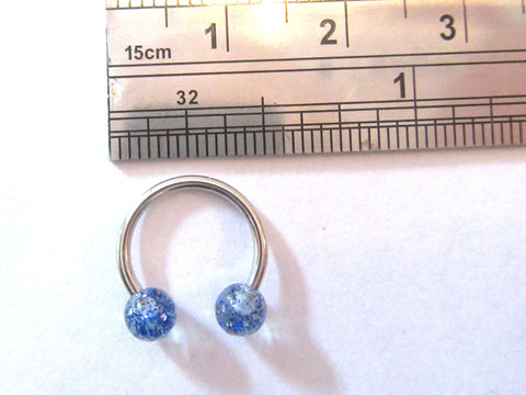 Blue Glitter Balls Horseshoe 16g 6, 8, 10 mm Diameters - I Love My Piercings!