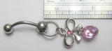 Pink Bow Ribbon Crystal Drop Dangle Barbell VCH Clit Clitoral Hood Ring 14 gauge - I Love My Piercings!