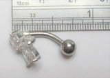 Sterling Silver VCH Hood Clit Bar Clear Blooming Crystal CZ 14 gauge 14g