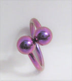 Purple Titanium Hoop Twisted Balls Bar VCH HCH Jewelry Clit Clitoral Hood Ring 16 gauge 16g