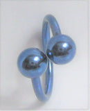 Dark Blue Titanium Hoop Twisted Balls Bar VCH HCH Jewelry Clit Clitoral Hood Ring 16 gauge 16g