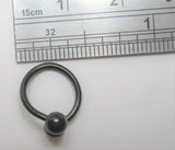 Black Titanium Hoop Twisted Balls Bar VCH HCH Jewelry Clit Clitoral Hood Ring 16 gauge 16g