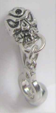 Skull Dangle Handcuffs Vertical Clit Clitoral Hood VCH Jewelry Barbell Genital 14 gauge