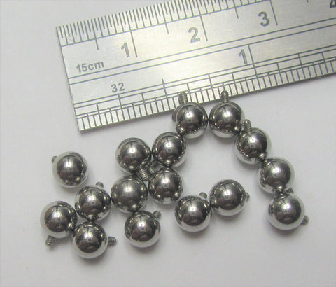 Six Pc Spare Internally Threaded 5mm Surgical Steel Balls 14 Gauge 14G