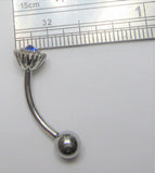 Surgical Steel Blue Gem Internally Threaded VCH Vertical Clitoral Hoop Post Curved Bar 14G