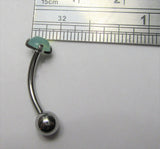 Surgical Steel Jade Internally Threaded VCH Vertical Clitoral Hoop Post Curved Bar 14G
