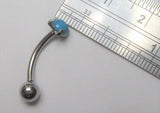 Surgical Steel Turquoise Internally Threaded VCH Vertical Clitoral Hoop Post Curved Bar 14G