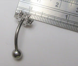 Surgical Steel Clear Gem Flower Internally Threaded VCH Vertical Clitoral Hoop Post Curved Bar 14G