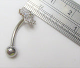 Surgical Steel Gem Frosted Flower Internally Threaded VCH Vertical Clitoral Hoop Post Curved Bar 14G