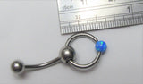 Blue Opal Stone Hoop Dangle Barbell Bar VCH Jewelry Clit Clitoral Hood Ring 14 gauge - I Love My Piercings!