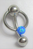 Blue Opal Stone Hoop Dangle Barbell Bar VCH Jewelry Clit Clitoral Hood Ring 14 gauge - I Love My Piercings!