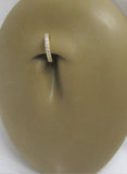 14K Yellow Gold Seamless Clear Gem Crystal Line Small Belly Hoop 16 gauge 16G